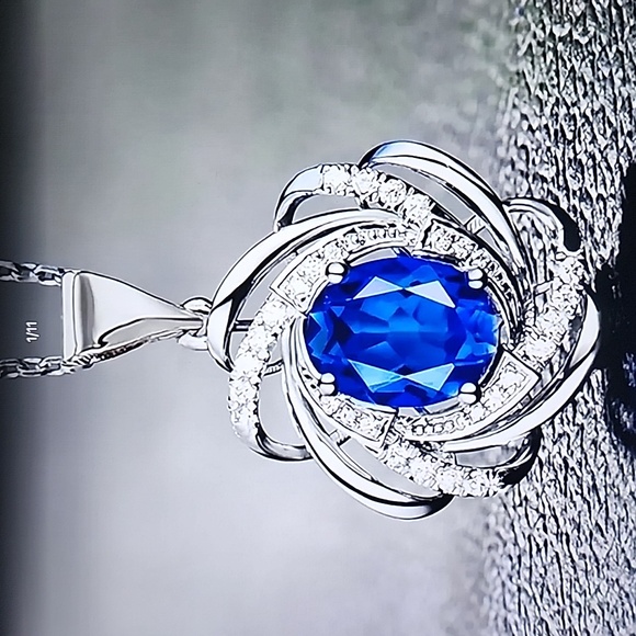 💙 Blue Silver 3pc set necklace earrings 💙 - Picture 2 of 6